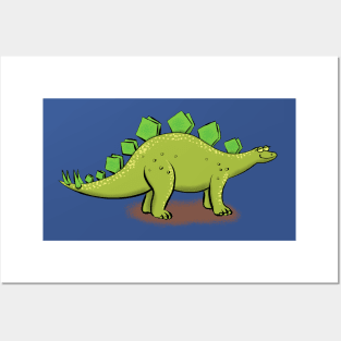 Happy stegosaurus dinosaur cartoon illustration Posters and Art